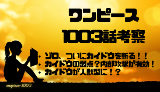 ワンピース ネタバレ 1003 人 獣 型