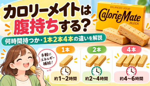 カロリーメイトは腹持ちする?何時間持つか・1本2本4本の違いを解説