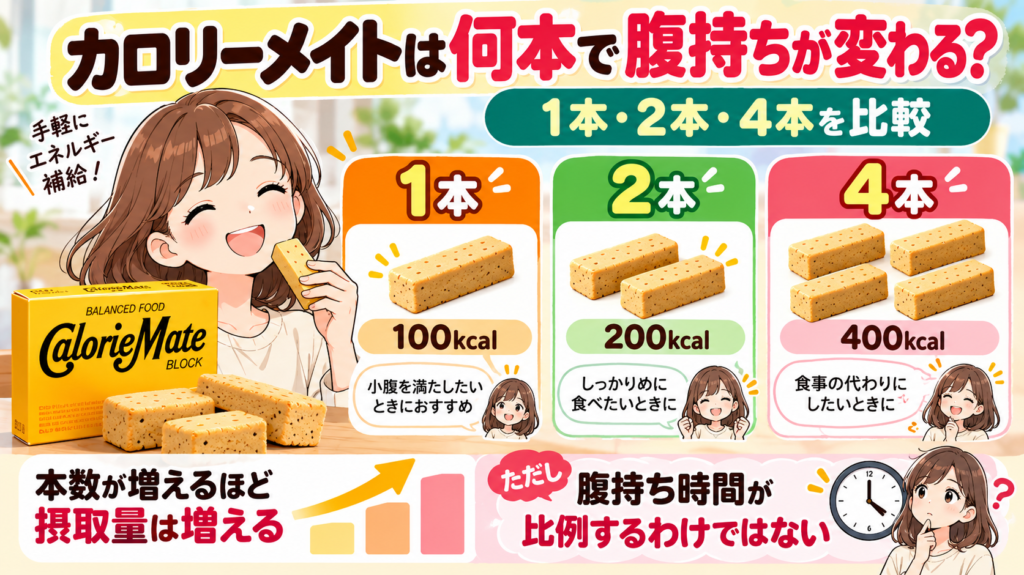 カロリーメイト本数別満腹感比較