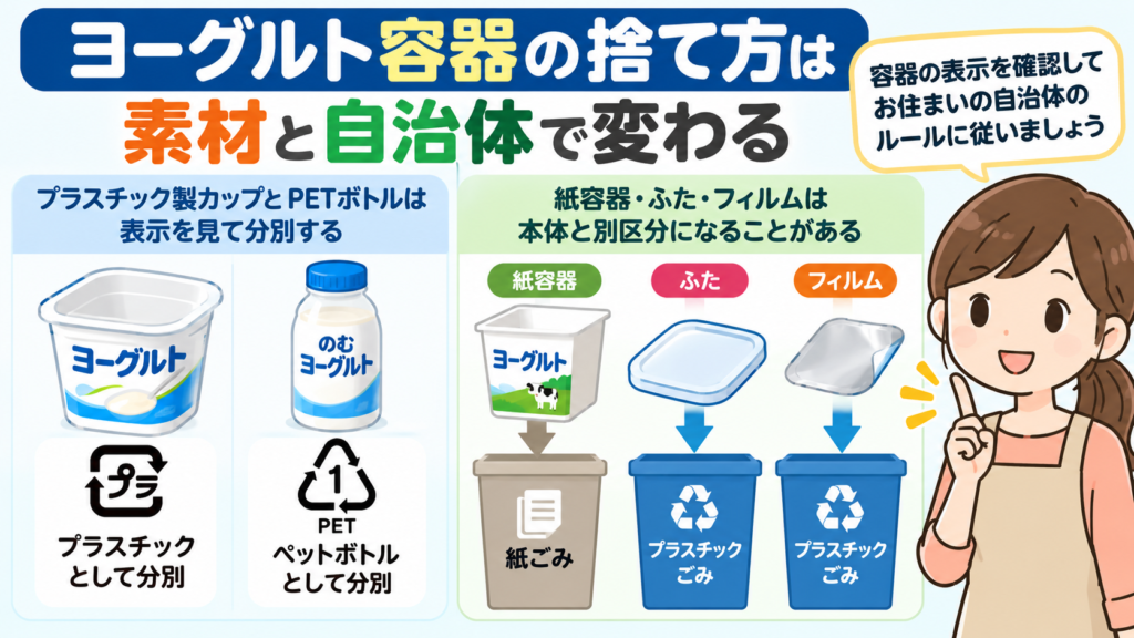 ヨーグルト容器の捨て方は素材と自治体で変わる