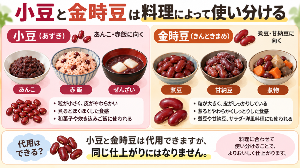 小豆と金時豆は料理によって使い分ける