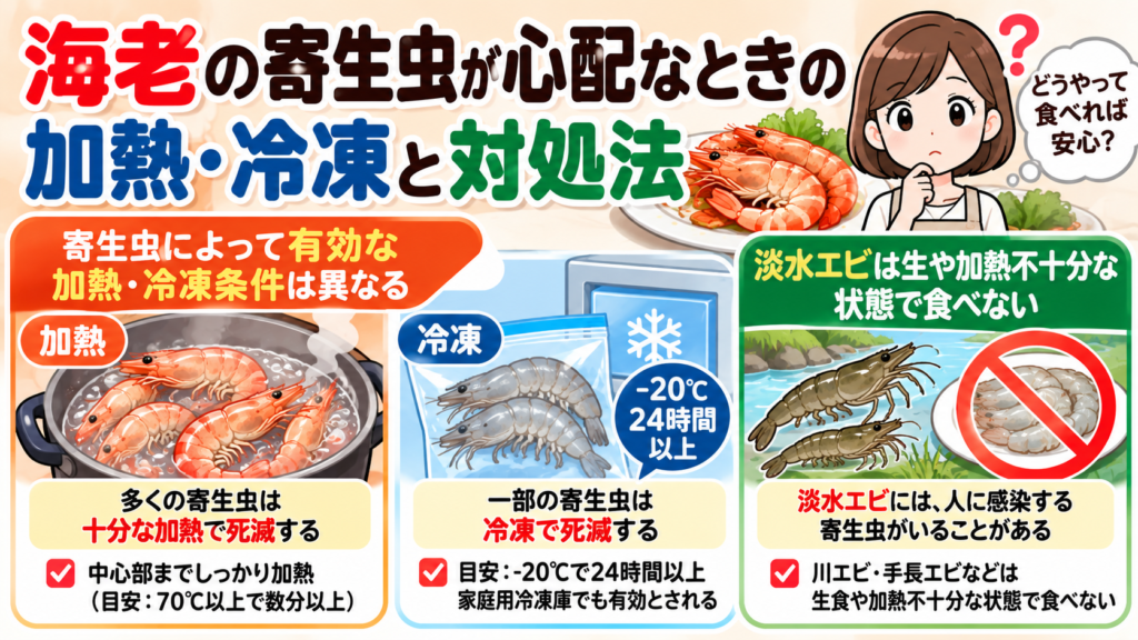 海老の寄生虫が心配なときの加熱・冷凍と対処法